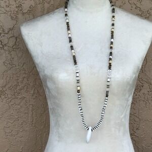 VM Victor Mayerhofer Austria Antique Pendant Necklace Tooth Crystal Unique 38"